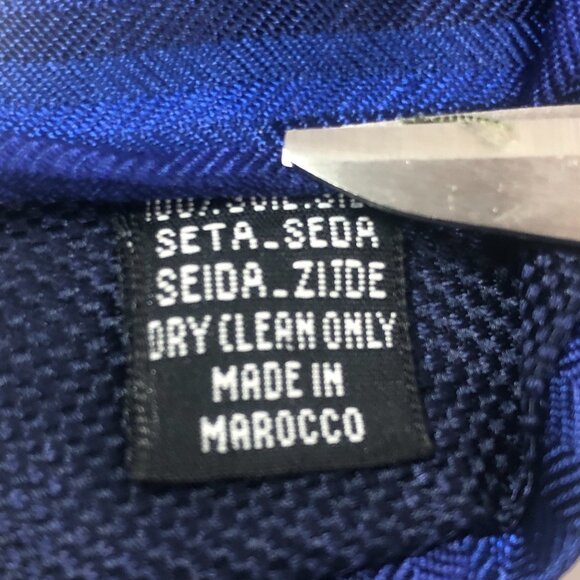 THOMAS PINK Vintage Tie Made in Morocco 100% Silk Blue Striped - Picture 6 of 8